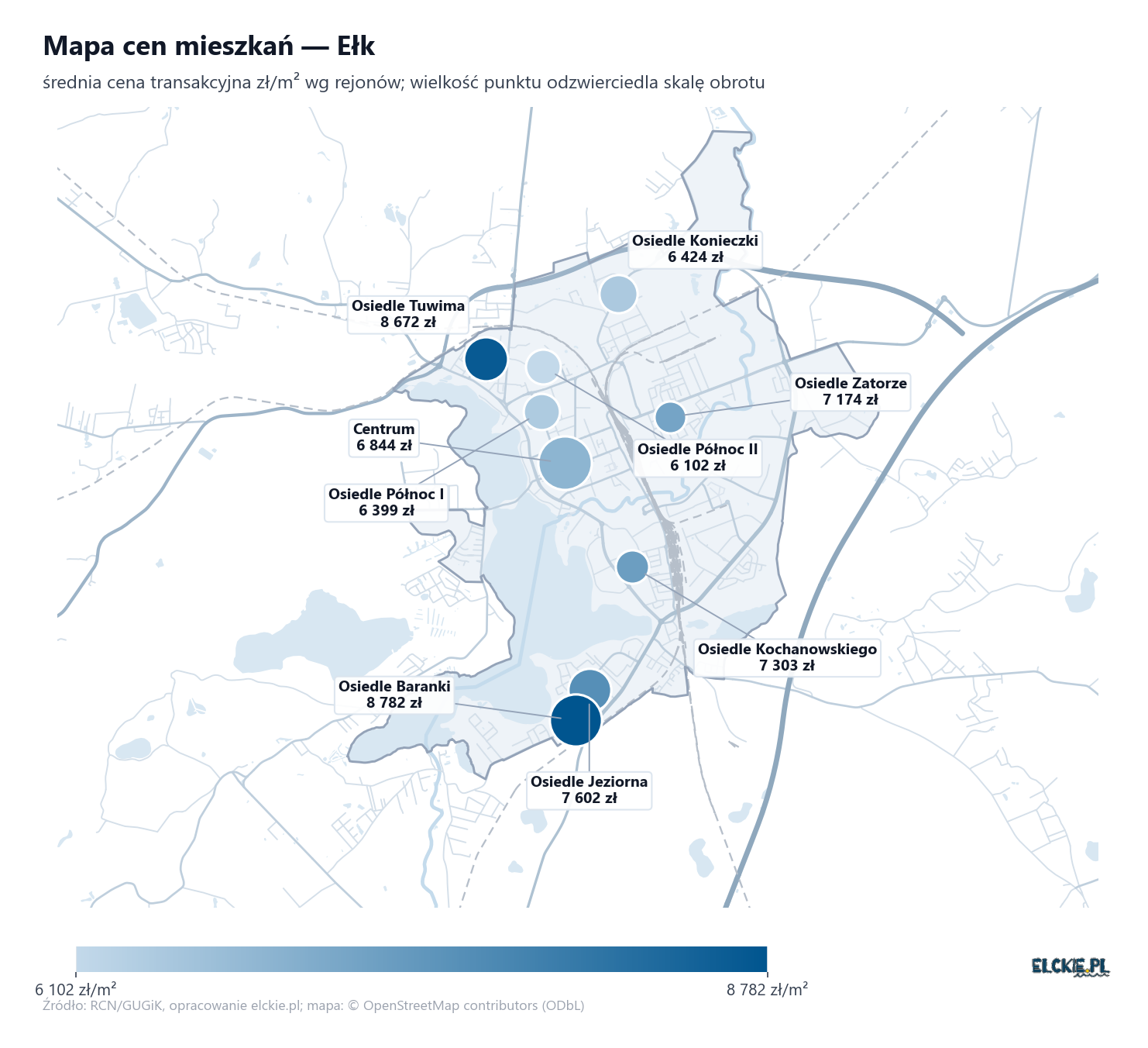 Mapa cen mieszkań - Ełk