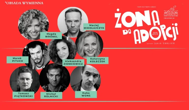 Grafika promocyjna wydarzenia Żona do Adopcji w Ełku – komediowy spektakl w Ełckim Centrum Kultury