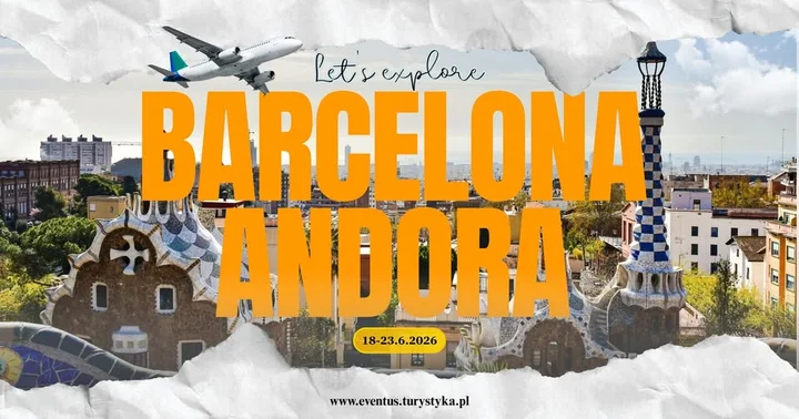 Grafika promocyjna wydarzenia 6-dniowa wycieczka lotnicza do Barcelony i Andory