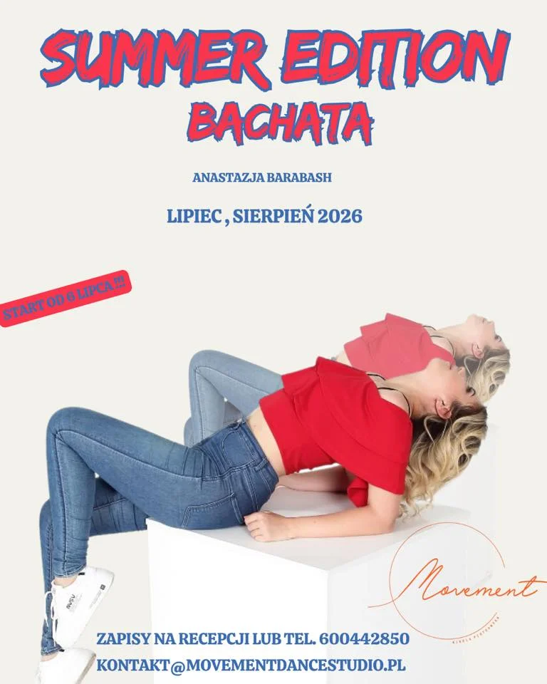 Grafika promocyjna wydarzenia Bachata Summer Edition Ełk – wakacyjne zajęcia z Anastazją Barabash