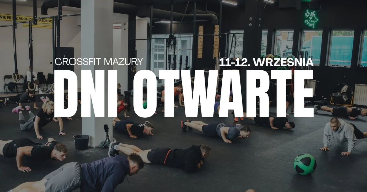 Grafika promocyjna wydarzenia DNI OTWARTE CrossFit Mazury w Ełku