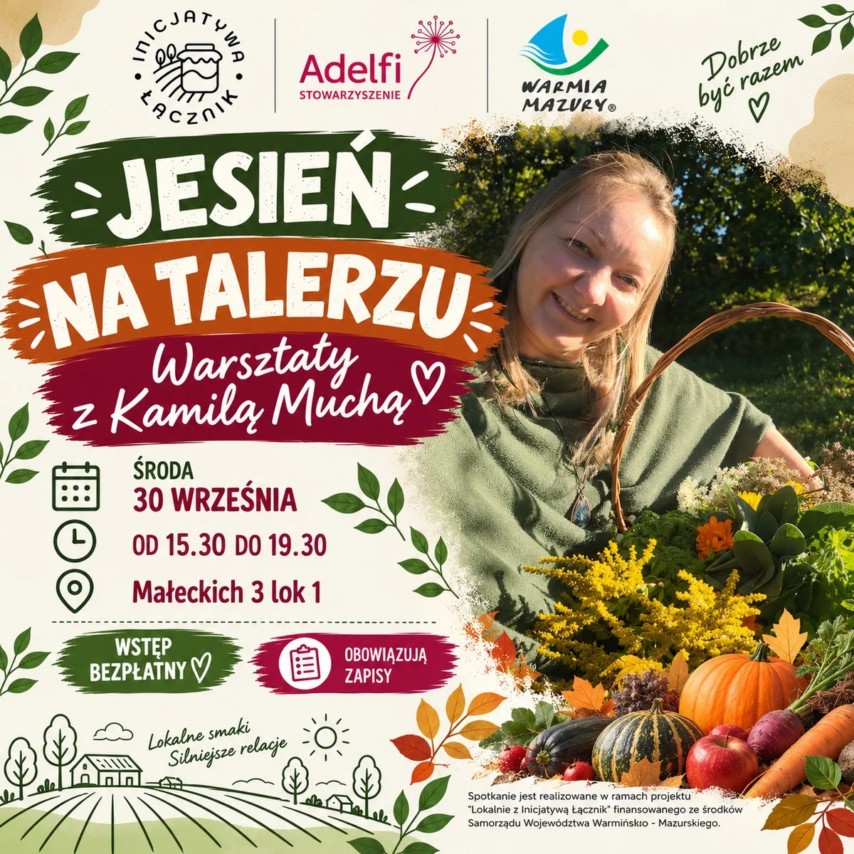 Grafika promocyjna wydarzenia JESIEŃ NA TALERZU – warsztaty kulinarne