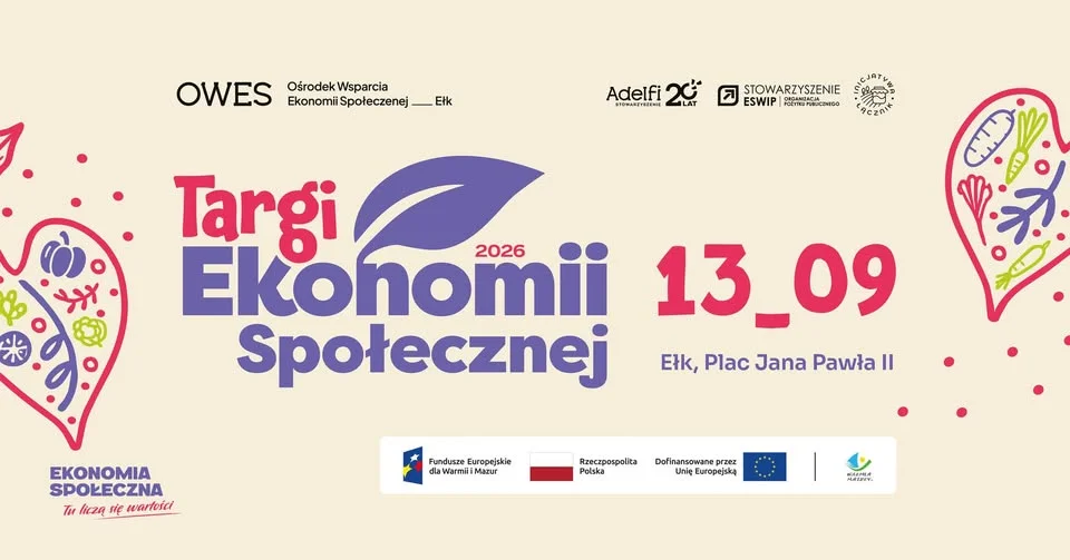 Grafika promocyjna wydarzenia Targi Ekonomii Społecznej 2026 w Ełku