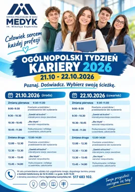Grafika promocyjna wydarzenia Człowiek sercem każdej profesji: warsztaty kariery