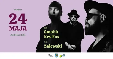 Grafika promocyjna wydarzenia SMOLIK//KEV FOX i Zalewski zagrają w Ełku. Koncert w Amfiteatrze ECK