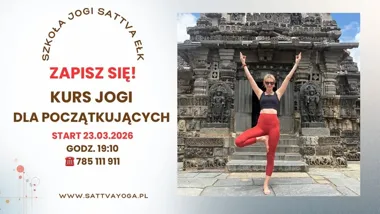 Grafika promocyjna wydarzenia Kurs jogi dla początkujących — Szkoła jogi Sattva