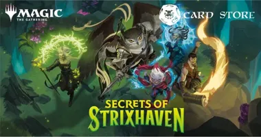 Grafika promocyjna wydarzenia Prerelease MtG Secrets of Strixhaven w Ełku — turniej Magic: The Gathering w Card Store