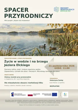 Grafika promocyjna wydarzenia Spacer przyrodniczy „Życie w wodzie i na brzegu Jeziora Ełckiego”