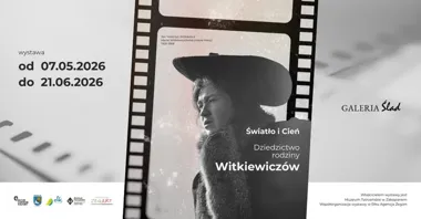 Grafika promocyjna wydarzenia Światło i cień. Dziedzictwo rodziny Witkiewiczów w Galerii Ślad w Ełku