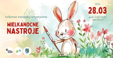 Grafika promocyjna wydarzenia Wielkanocne Nastroje — rodzinne warsztaty artystyczne