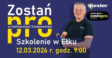 Grafika promocyjna wydarzenia Zostań PRO w hydroizolacji fundamentów — szkolenie w Ełku