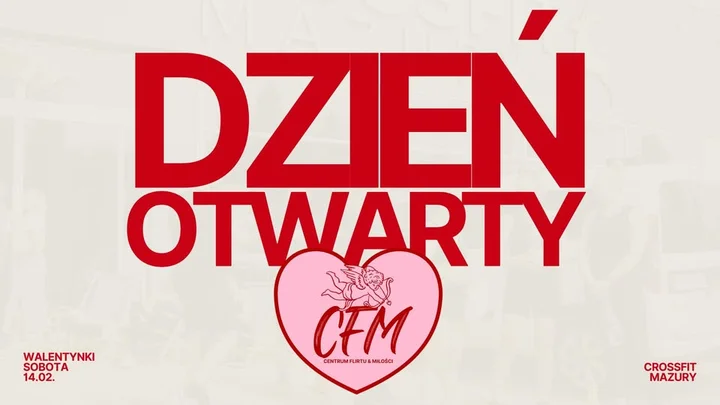 Grafika promocyjna wydarzenia Walentynki w CrossFit Mazury — Dzień Otwarty