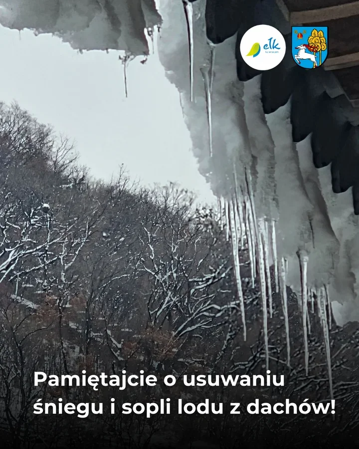 Zalegający śnieg i zwisające sople - obowiązki właścicieli w Ełku