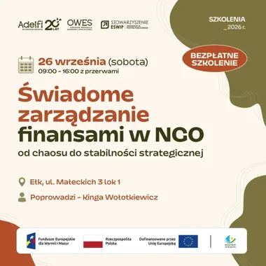 Finanse NGO bez chaosu. W Ełku odbędzie się bezpłatne szkolenie