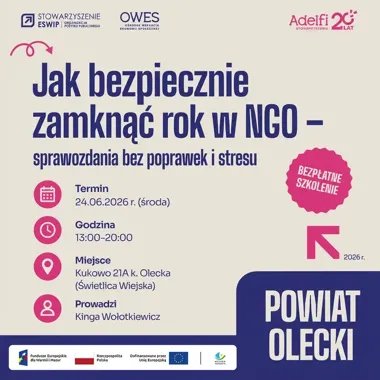 Szkolenie dla NGO w Olecku. Zamknij rok bez stresu i poprawek